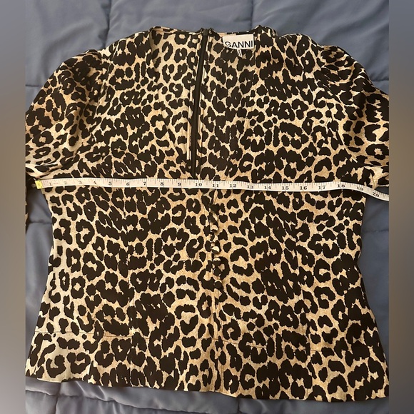GANNI Silk - Blend Animal Print Button Blouse - Size 40 (US 10) - Picture 12 of 14